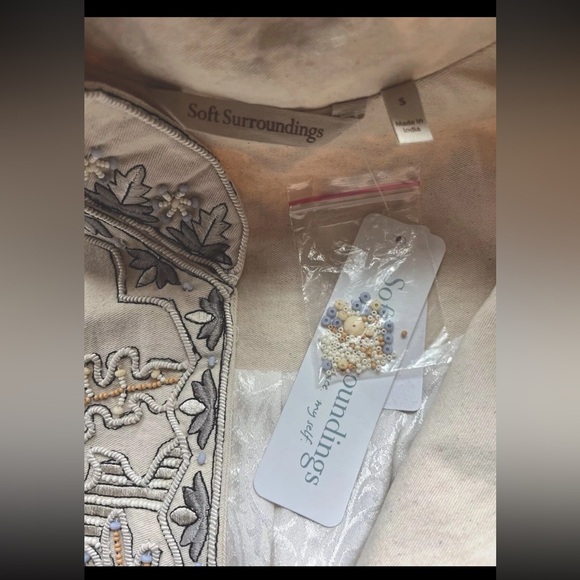 Soft Surroundings Kerala Embellished Natural Beaded Embroidery Jacket Blazer Sml - Picture 7 of 8